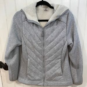 Quilted front lined zip sweatshirt with hood